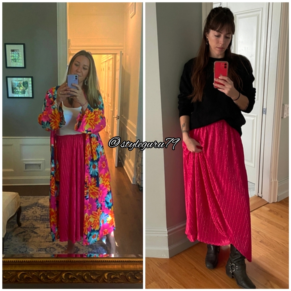 NWT, Anthropologie, Maeve Pink Pleated Shine Maxi Skirt